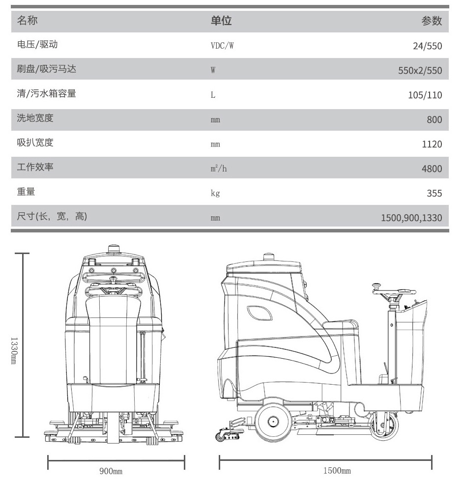 GM110BT85高美驾驶式洗地车|中型驾驶式洗地机(图7)